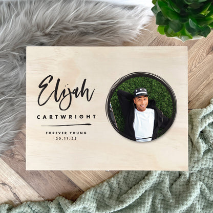 Personalised Modern Any Occasion Circle Photo Memory Box - 5 Sizes