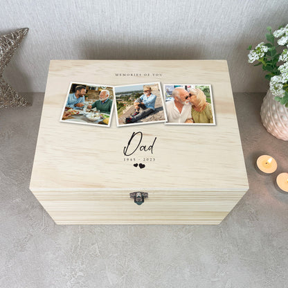 Personalised Wooden Memorial Photo Keepsake Memory Box - 5 Sizes