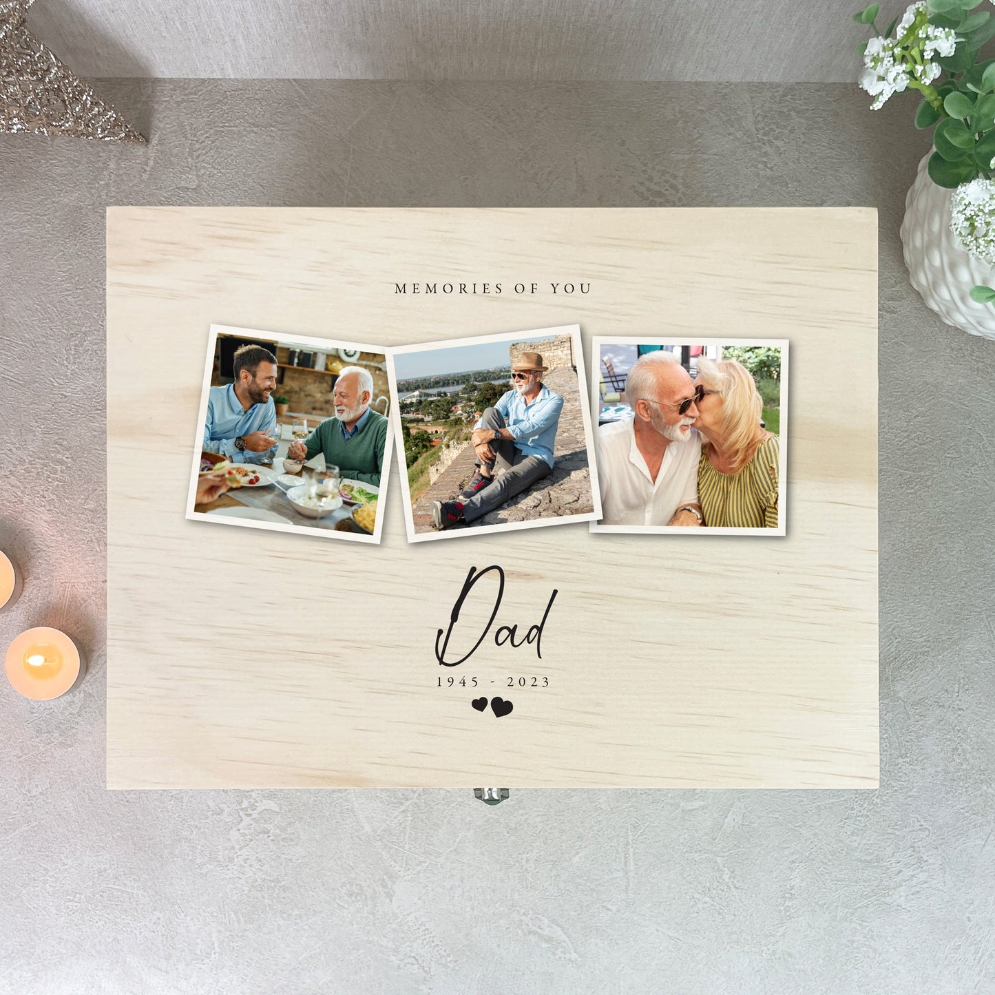 Personalised Wooden Memorial Photo Keepsake Memory Box - 5 Sizes