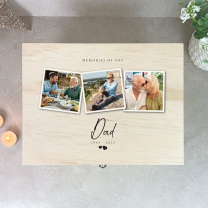 Personalised Wooden Memorial Photo Keepsake Memory Box - 5 Sizes