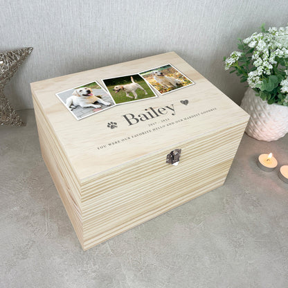 Personalised Three Photo Pet Memorial Keepsake Box - 5 Sizes