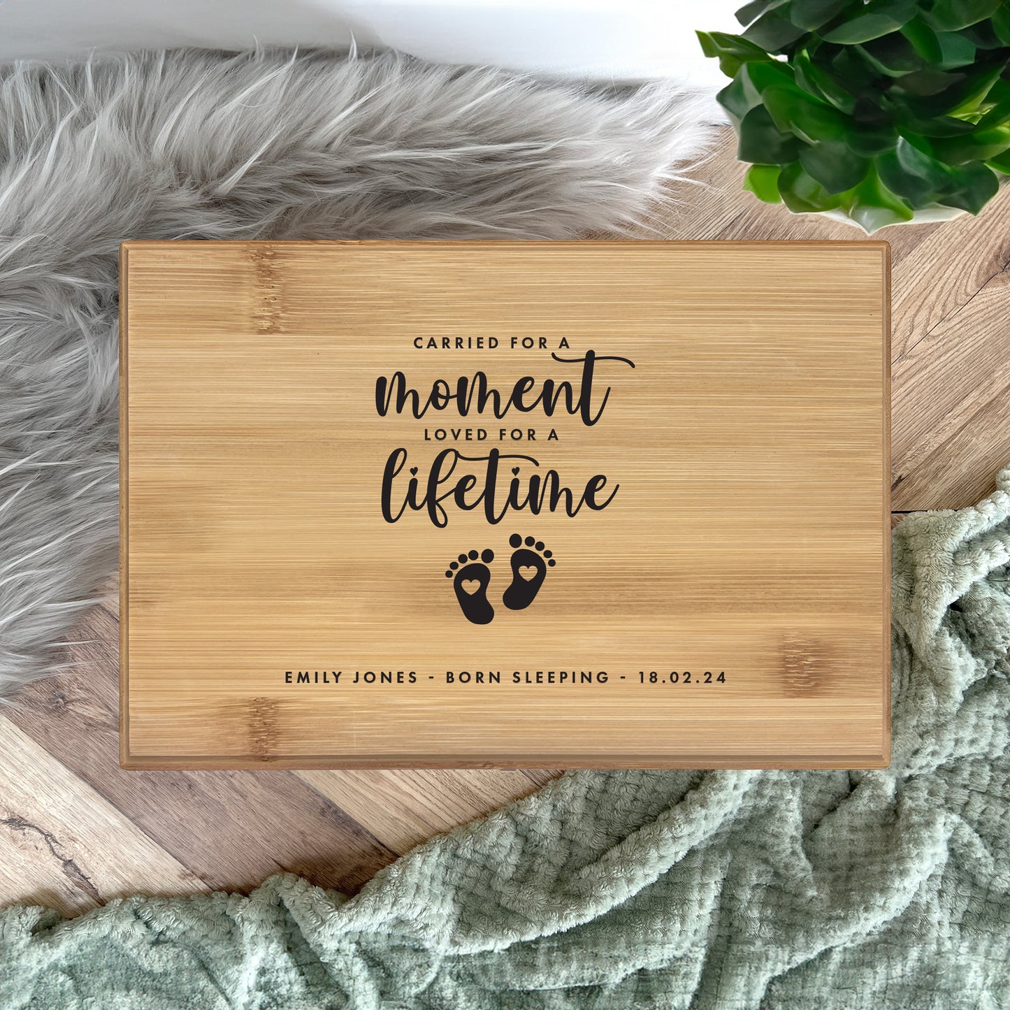 Personalised Bamboo Urn For Cremation Ashes - Angel Baby Design