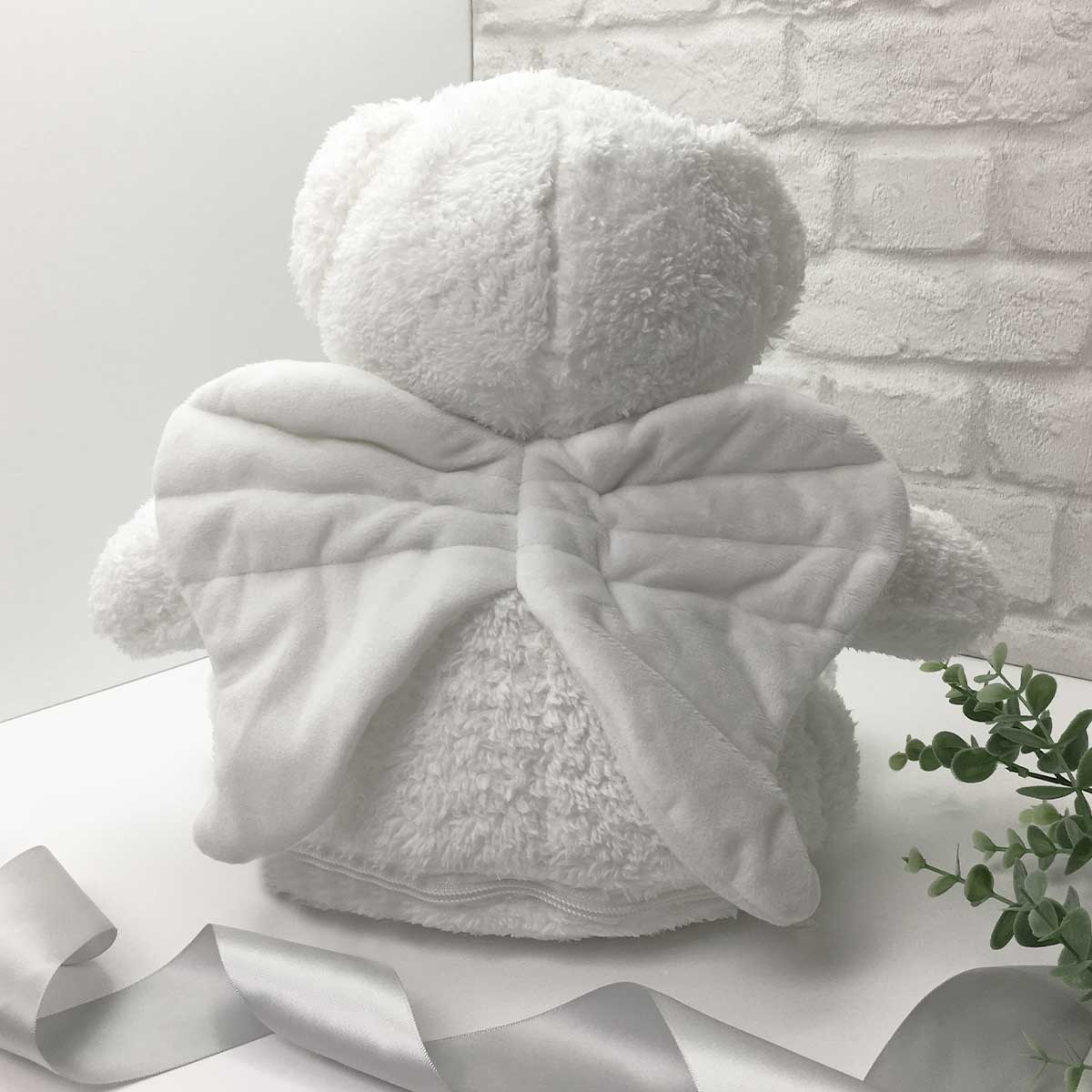 Personalised Angel Wings Ashes Keepsake Memory Bear - White