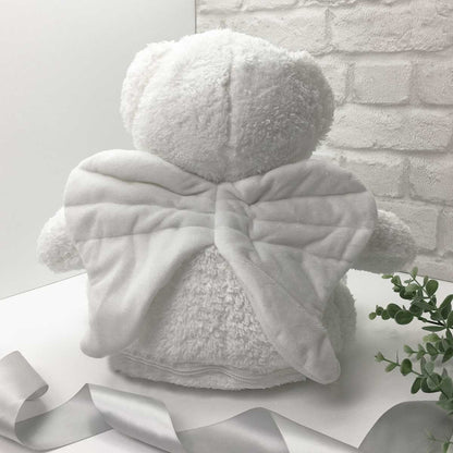 Personalised Photo Ashes Keepsake Memory Bear - White Angel Wings