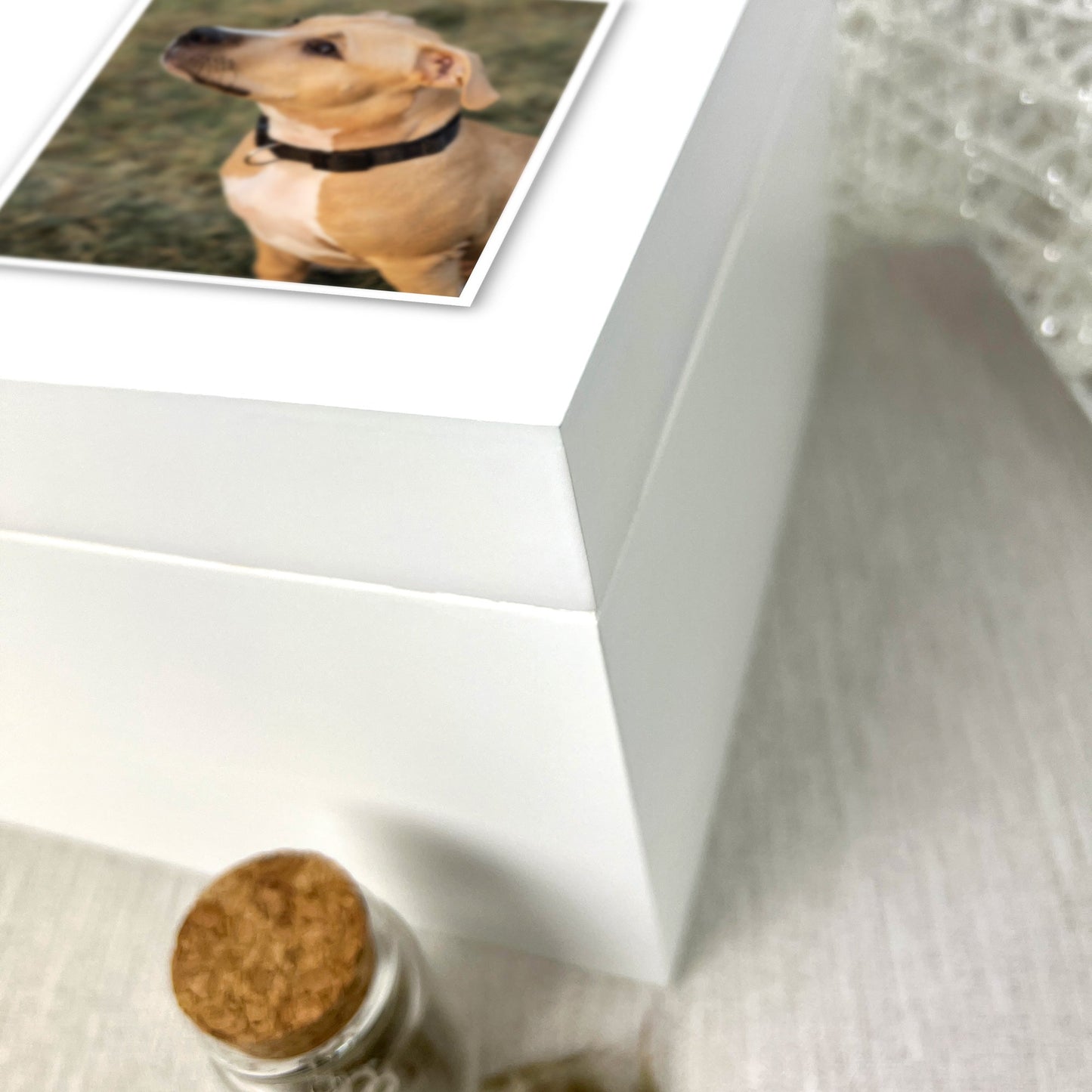 Personalised White Wooden Sketch Pet Photo Memorial Keepsake Box - 3 Sizes