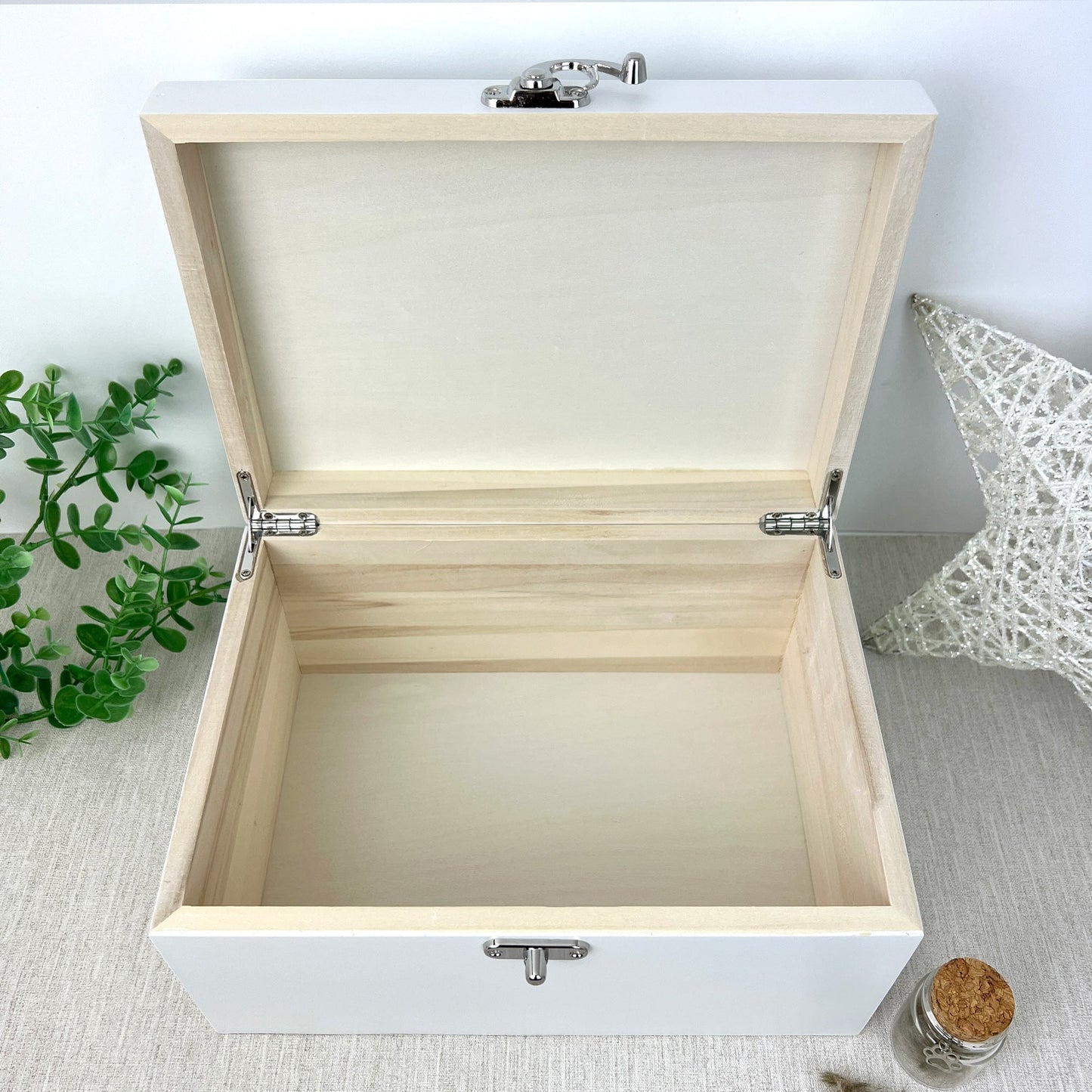 Personalised White Wooden Sketch Pet Photo Memorial Keepsake Box - 3 Sizes