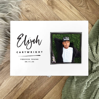 Personalised Modern Any Occasion Square Photo White Memory Box - 3 Sizes