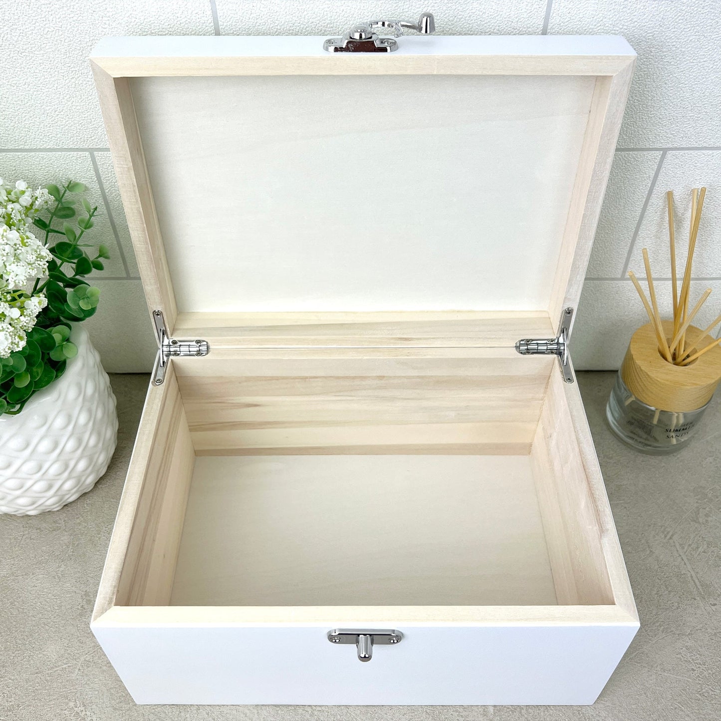 Personalised White Wooden Three Photo Pet Memorial Keepsake Box - 3 Sizes