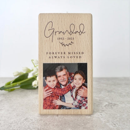 Personalised Solid Wooden Photo Memorial Tea Light Holder - 2 Sizes