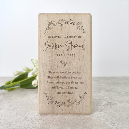 Personalised Solid Wooden Wreath Memorial Tea Light Holder - 2 Sizes