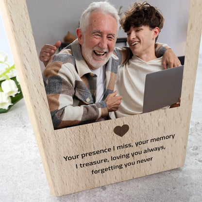 Personalised Memorial Bold Text Solid Wood Photo Tea Light Holder - 2 Sizes