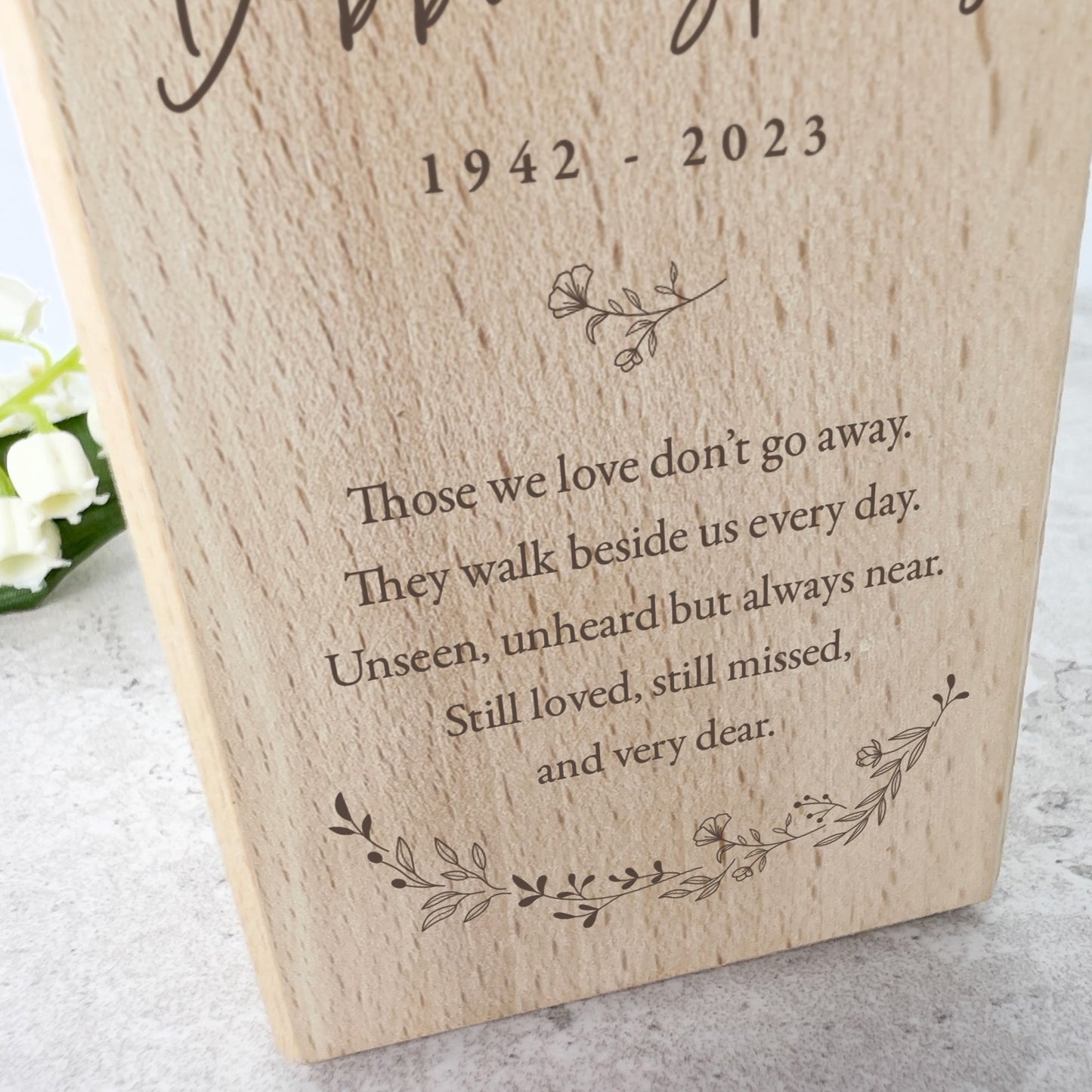 Personalised Solid Wooden Wreath Memorial Tea Light Holder - 2 Sizes