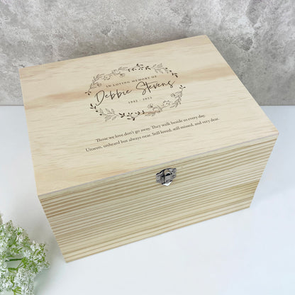 Personalised Wooden Wreath Keepsake Memory Box - 5 Sizes