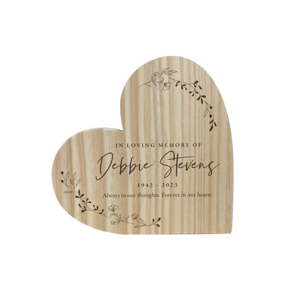 Personalised Wooden Wreath Memorial Freestanding Heart