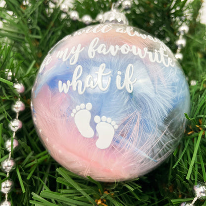 Personalised Miscarriage/Angel Baby Feather Filled Glass Memorial Bauble