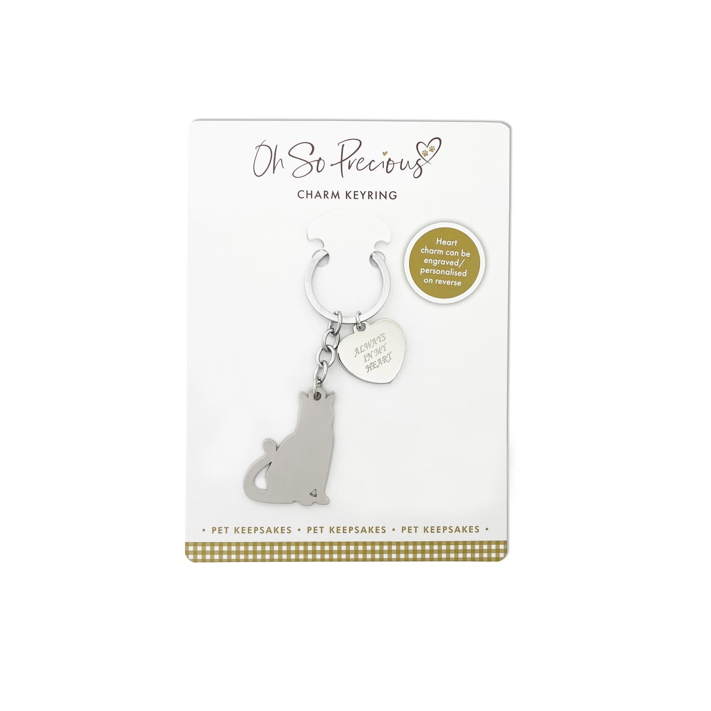 Always In My Heart Charm Cat Memorial Keyring