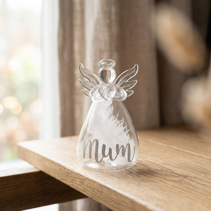 Feather Filled Glass Memorial Angel Ornament/Vase