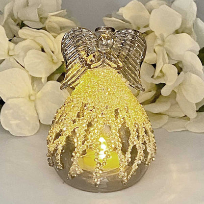 Decorative LED Smokey Grey Glass Angel Hanging Ornament