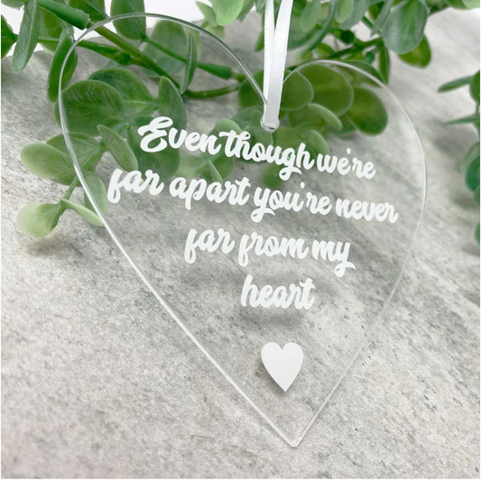 "Never Far From My Heart" Acrylic Heart Memorial Christmas Decoration